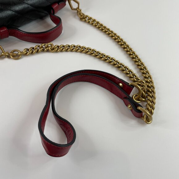 Gucci Black Red Calfskin Marmont Top Handle Crossbody Bag sku#85853(gently used) - Picture 15 of 15